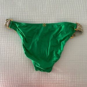 VIX bikini bottom, green with leather accent size Medium
